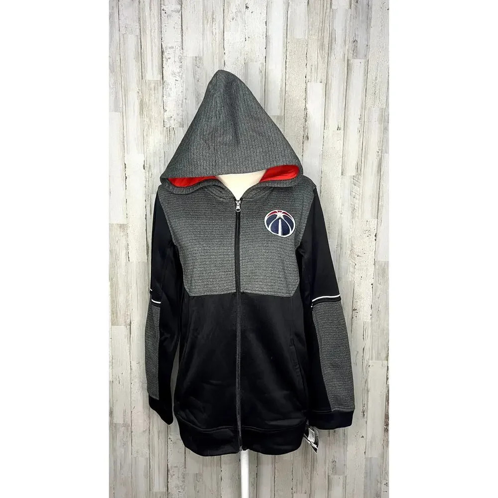 NWT NBA Washington Wizards Youth Full-Zip Hoodie Jacket Black Gray‎ Size XL
